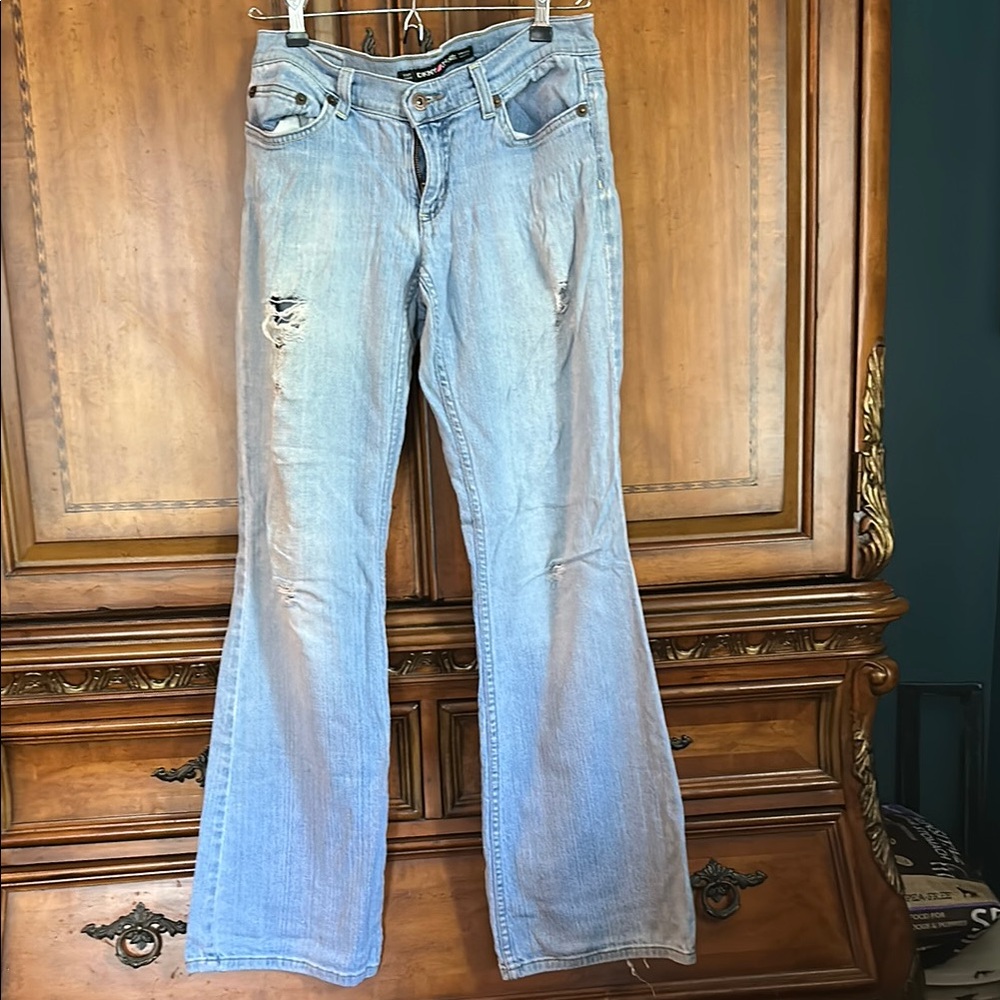 DKNY Distressed Light Blue Wide Leg Jeans